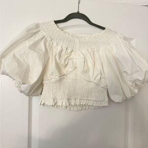 Elegant White Smocked Women's Off the Shoulder Top